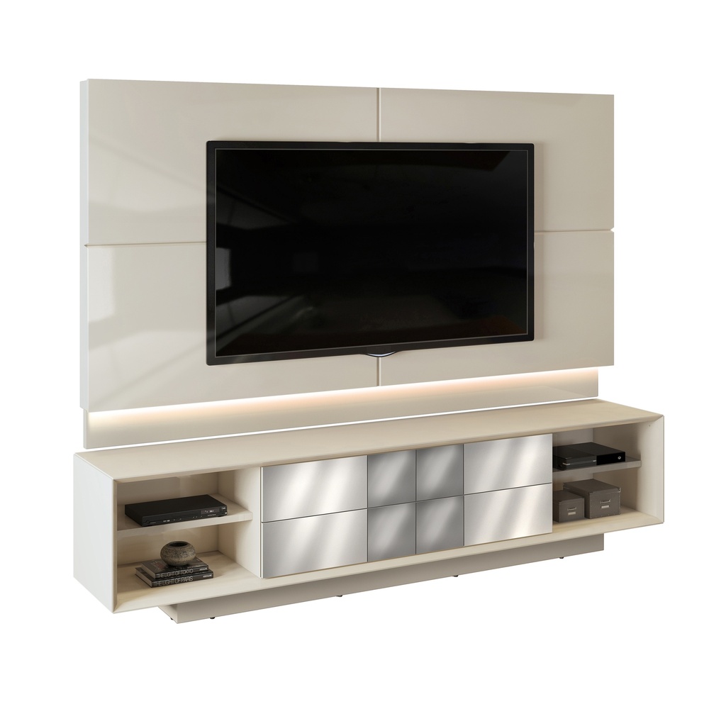 DOMANI TV STAND AND PANEL WITH MIRROR