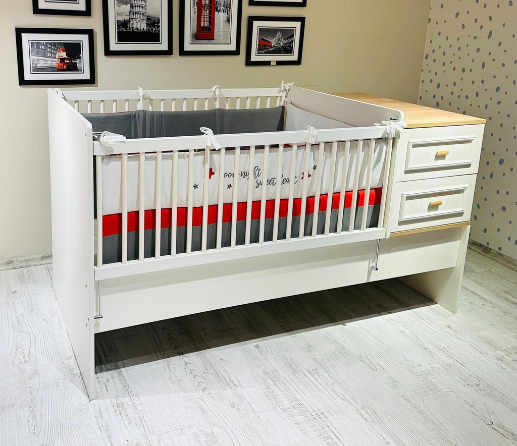 MONTE CONVERTIBLE BABY BED WITH PULL OUT BED 80X130