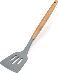 [Z0530100016] NONSTICK KITCHEN UTENSILS - SILICONE SLOTTED SPATULA WITH WOODEN HANDLE