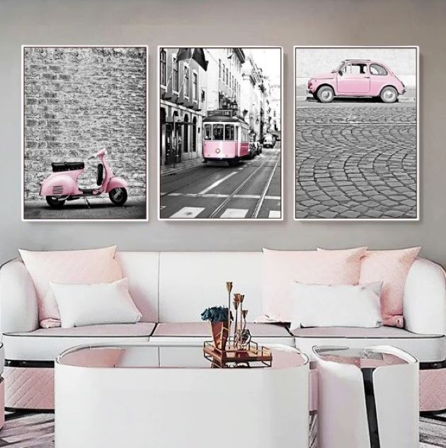 PINK TRAM WALL ART 