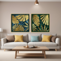 GOLDEN GREEN WALL ART 