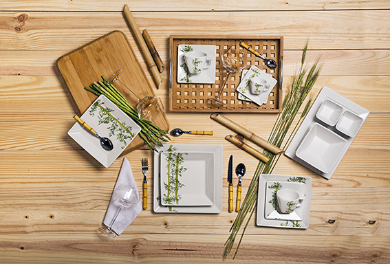 QUARTIER BAMBOO TEA CUP WITH SAUCER SET