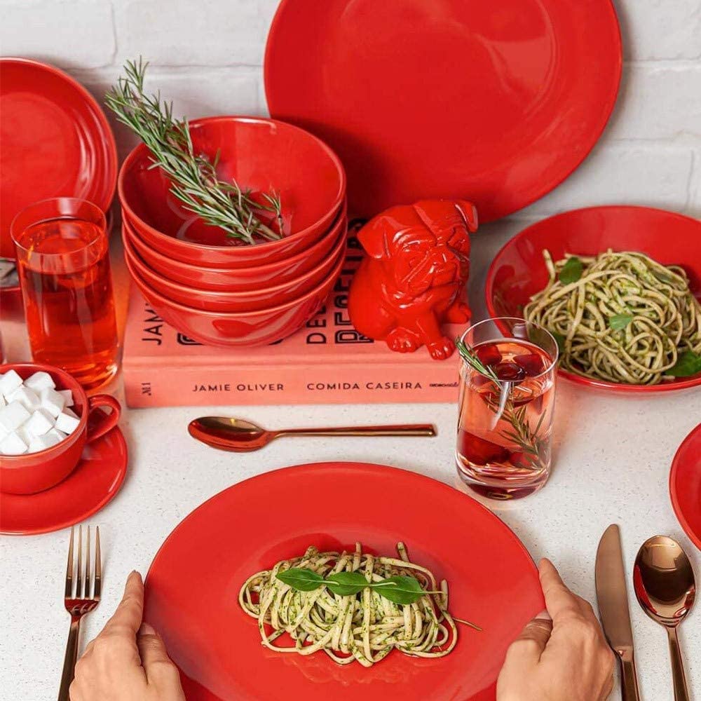 20 PCS UNNI RED DINNER|TEA SET