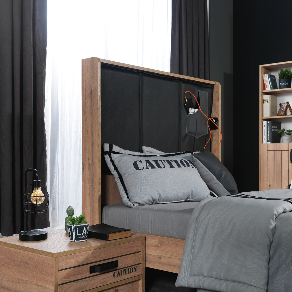 DARK SINGLE BEDROOM SET 3 PCS