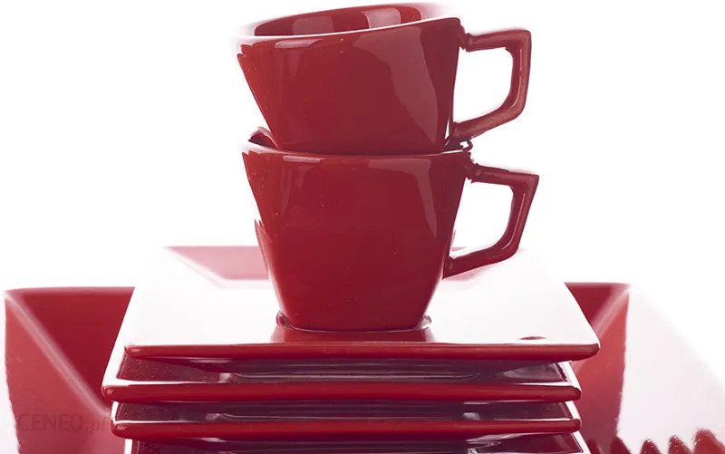 QUARTIER RED TEA CUP WITH SAUCER