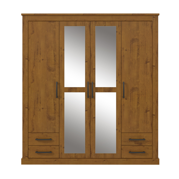 RUSTIC 4 DOORS WARDROBE W|MIRROR