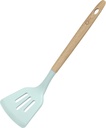 WATER BLUE POKED SPATULA W| WOODEN HANDLE