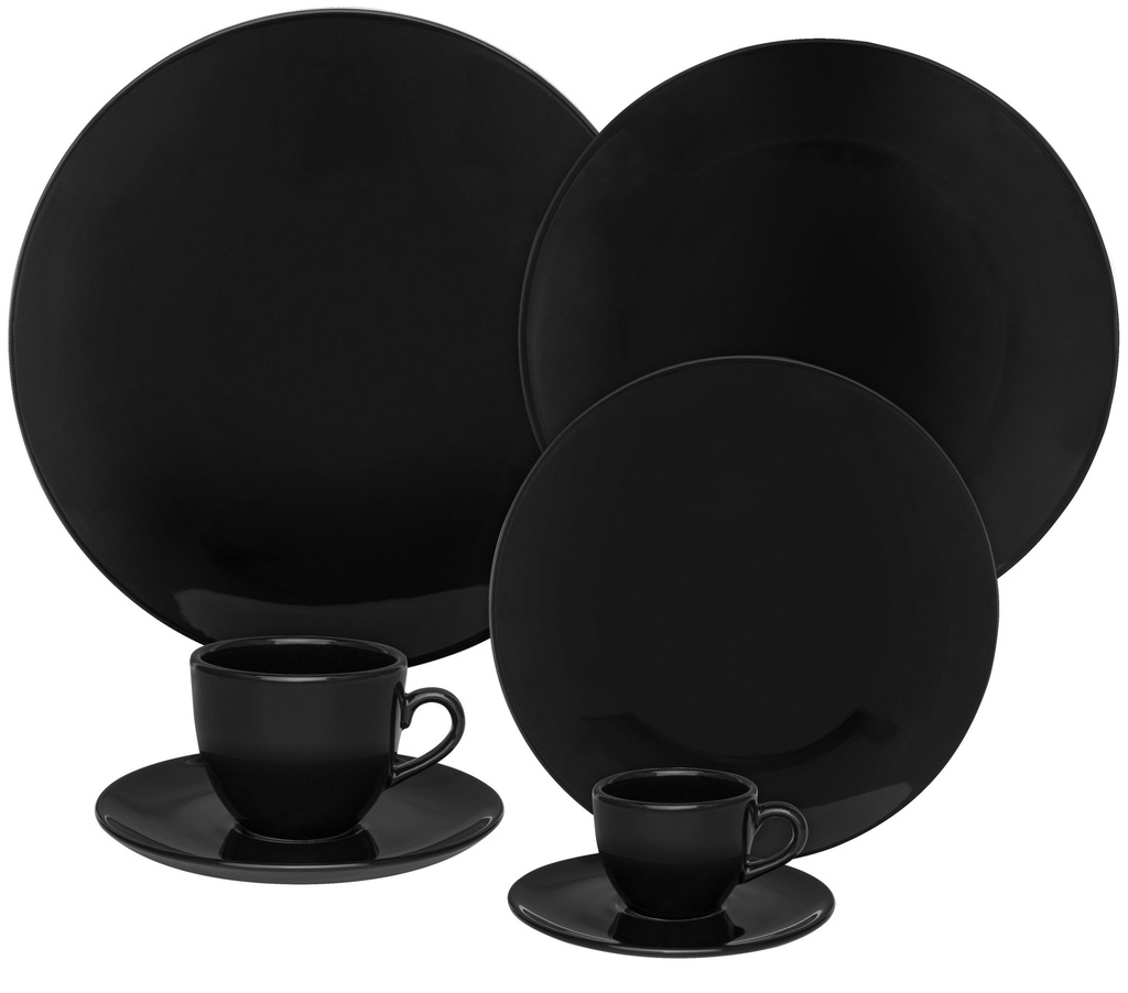 [Z0740400215] 42 PCS COUP BLACK DINNER/TEA/COFFEE SET