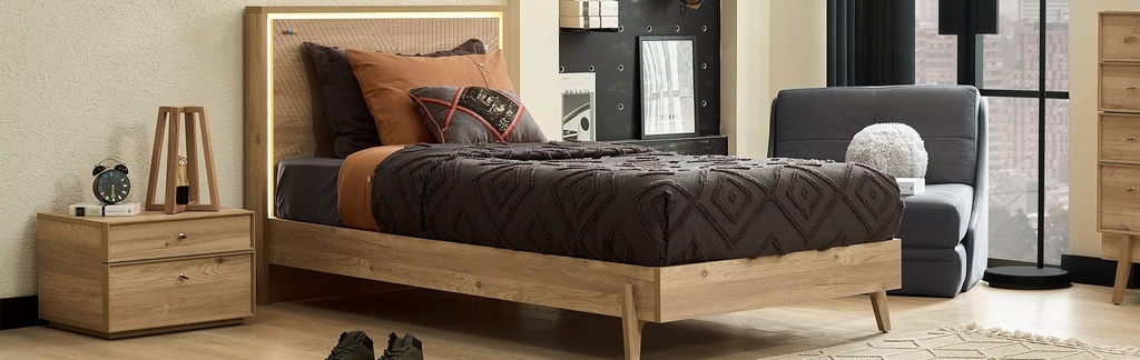 [A0610300222] ORIGAMI TWIN BED 120 CM WITH LED