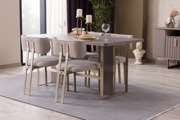 [B00250300113] LATTE 6 SEATS DINING TABLE SET