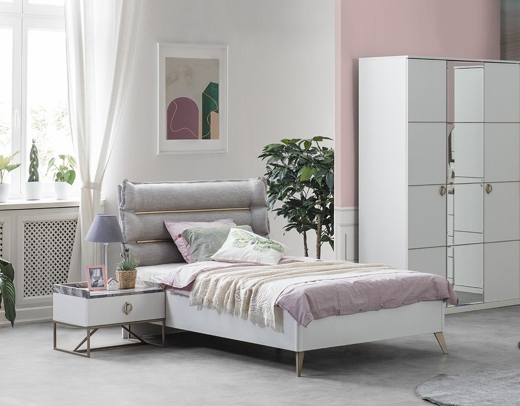 [A00040300032] LOFT  GOLD TWIN BEDROOM SET 3 PCS