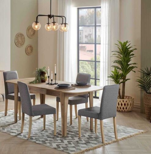 [B00250300127] MONTI 6 SEATS DINING TABLE SET