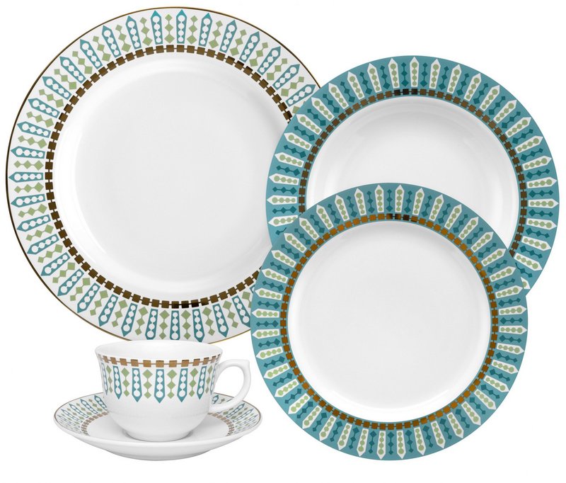 [Z0740400032] 30 PCS FLAMINGO TIARA DINNER SET