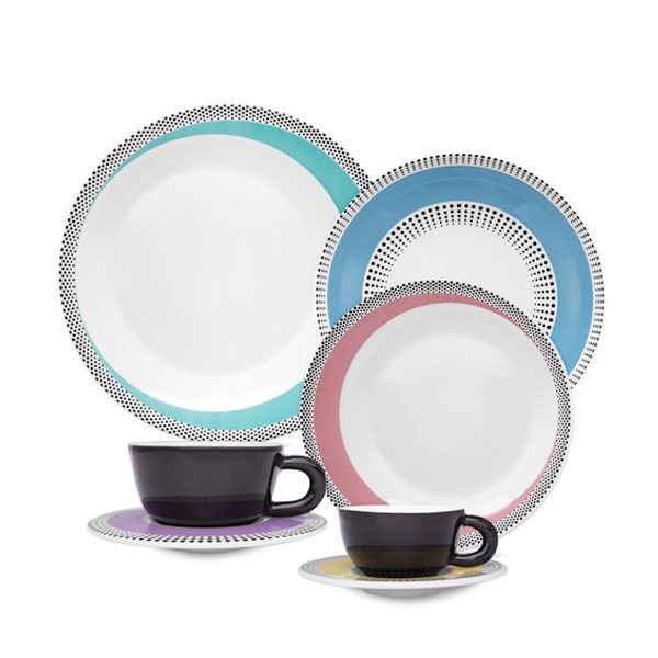 [Z0740400048] 42 PCS MOON CANDY DOTS DINNER SET