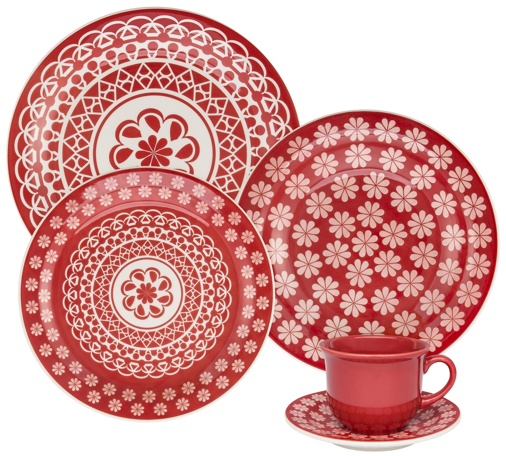 [Z0740400160] 20 PCS FLOREAL RENDA DINNER/TEA SET