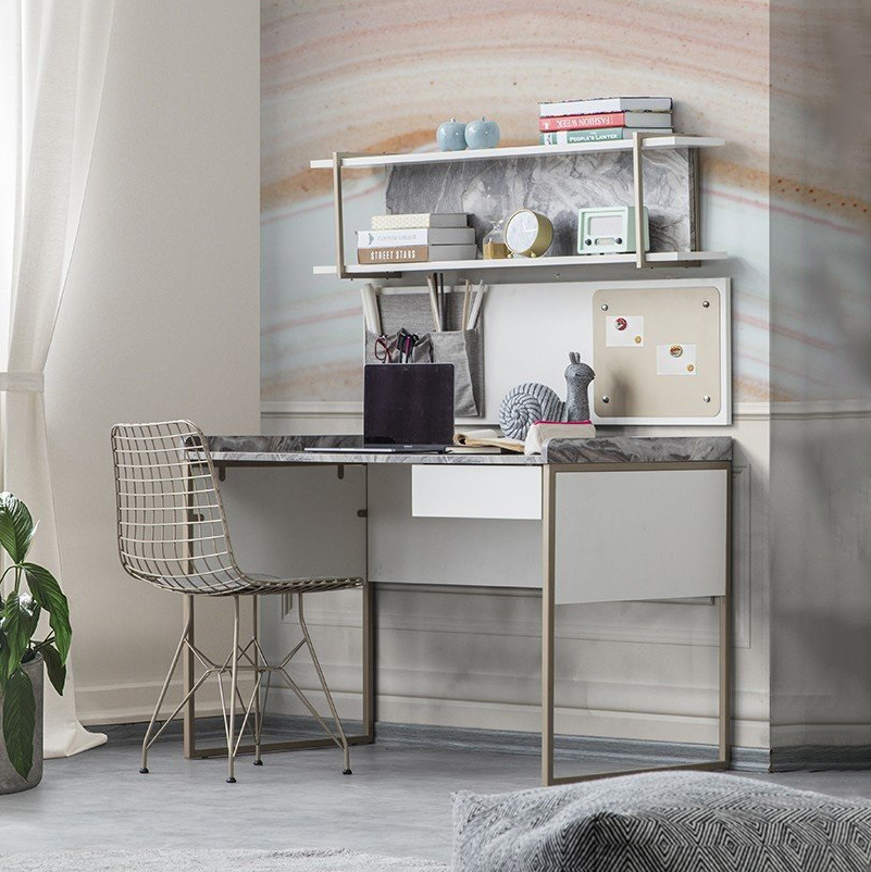 [F0050300068] LOFT  GOLD STUDYING DESK  WITH TOP MODUL